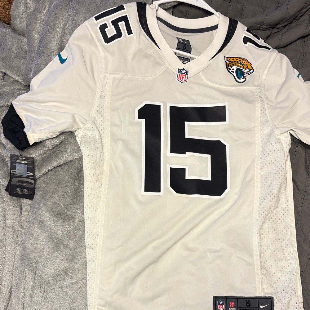 Nike Men's White and Black Football Jersey Jaguars